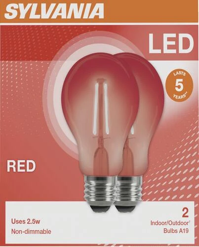 Sylvania 25W Equivalent A19 Red LED Light Bulb - 2 Pack 5 Sylvania 25W Equivalent A19 Red LED Light Bulb - 2 Pack - Image 3