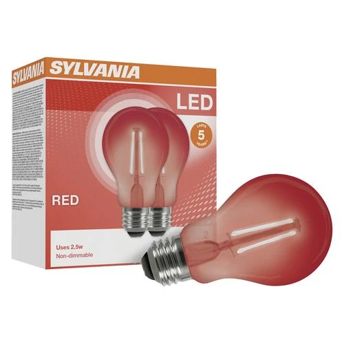 Sylvania 25W Equivalent A19 Red LED Light Bulb - 2 Pack 4 Sylvania 25W Equivalent A19 Red LED Light Bulb - 2 Pack - Image 2