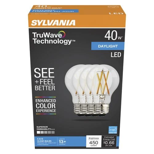 Sylvania® TruWave™ Natural Series™ 40W Equivalent A19 Daylight Dimmable LED Light Bulb - 4 Pack 4 Sylvania® TruWave™ Natural Series™ 40W Equivalent A19 Daylight Dimmable LED Light Bulb - 4 Pack - Image 2