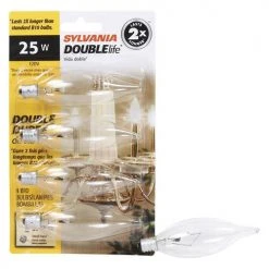 Sylvania 25W B10 Double Life Dimmable Incandescent Light Bulb, Clear - 4 Pack -SYLVANIA SALE 3533171 P Alt2