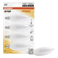 Sylvania 25W B10 Double Life Dimmable Incandescent Light Bulb, Frosted- 4 Pack -SYLVANIA SALE 3533425 P Alt2