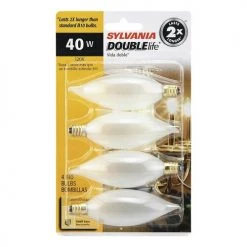Sylvania 40W B10 Double Life Dimmable Incandescent Light Bulb, Frosted- 4 Pack -SYLVANIA SALE 3533426 P Alt