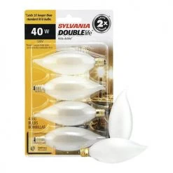 Sylvania 40W B10 Double Life Dimmable Incandescent Light Bulb, Frosted- 4 Pack -SYLVANIA SALE 3533426 P Alt2