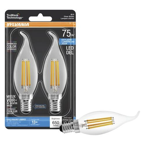 Sylvania® TruWave™ Natural Series™ 75W Equivalent B13 Daylight Dimmable LED Light Bulb - 2 Pack 5 Sylvania® TruWave™ Natural Series™ 75W Equivalent B13 Daylight Dimmable LED Light Bulb - 2 Pack - Image 3