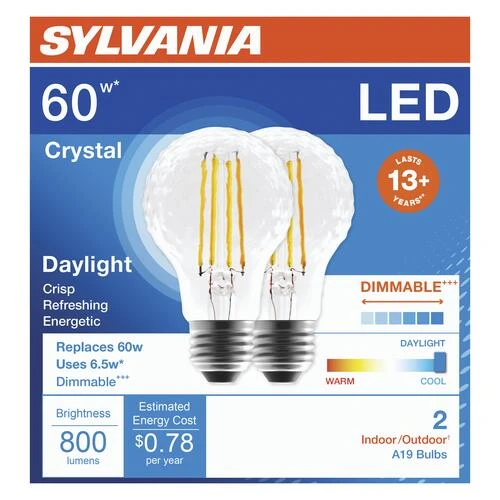 Sylvania® 60W Equivalent A19 Daylight Dimmable LED Light Bulb - 2 Pack 5 Sylvania® 60W Equivalent A19 Daylight Dimmable LED Light Bulb - 2 Pack - Image 3