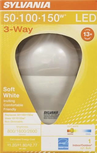 Sylvania® 50/100/150W Equivalent A21 Soft White 3-Way LED Light Bulb 4 Sylvania® 50/100/150W Equivalent A21 Soft White 3-Way LED Light Bulb - Image 2