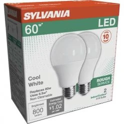 Sylvania® 60W Equivalent A19 Cool White LED Light Bulb - 2 Pack -SYLVANIA SALE 353782540212