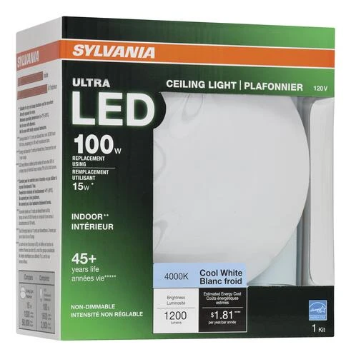 Sylvania® White Integrated LED Retrofit Flush Mount Ceiling Light 4 Sylvania® White Integrated LED Retrofit Flush Mount Ceiling Light - Image 2